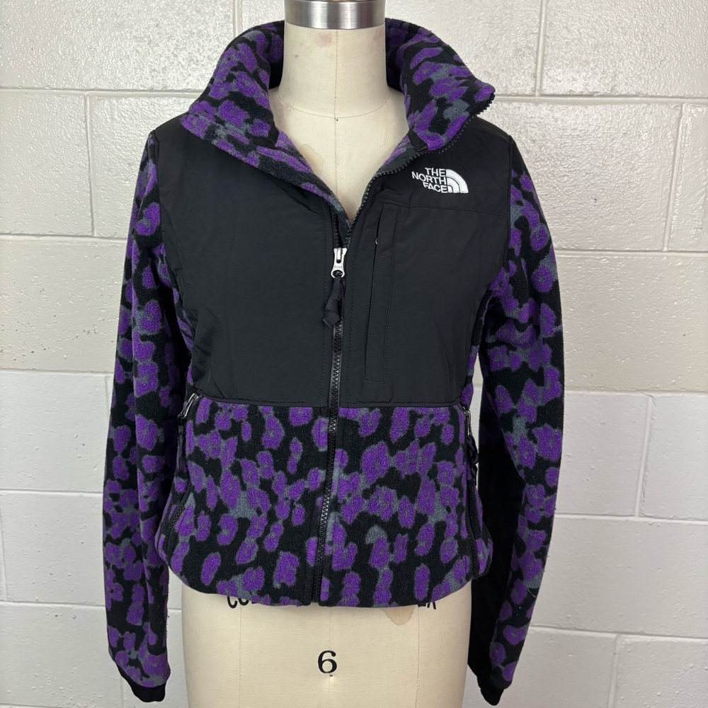 The North Face Black Purple Leopard Denali Fleece Coat Jacket X Small